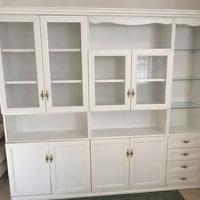 Parete soggiorno,mobile,armadio bianco frassino