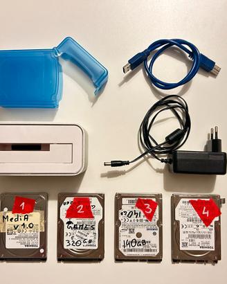 4x HDD da 2.5" + Docking USB 3.0 + Custodia HDD