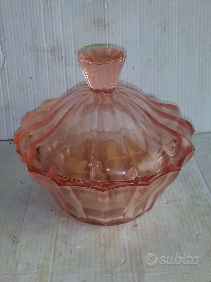 Porta borotalco vintage an 50/60 in vetro rosa - Abbigliamento e Accessori  In vendita a Foggia