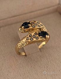 anello oro 18k con zaffiri e diamanti naturali 