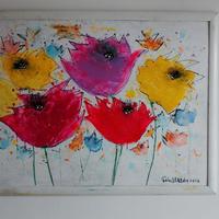 Quadro fiori in masonite con cornice 99x149