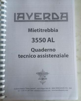 Quaderno tecnico assistenziale mietitrebbia Laverd