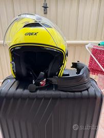 Casco moto GREX giallo fluo taglia M con interfono