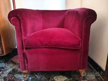 Poltrone Vintage Velluto Bordeaux (Da Restaurare)
