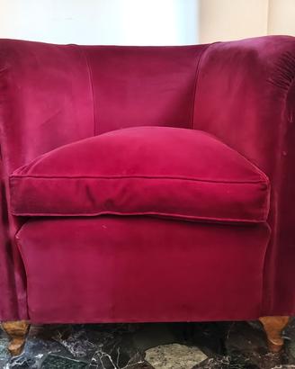 Poltrone Vintage Velluto Bordeaux (Da Restaurare)
