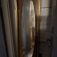 Specchio da terra noce oro ovale