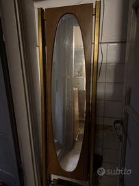 Specchio da terra noce oro ovale