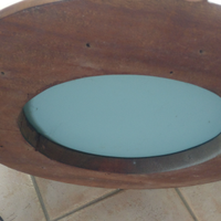 Specchio in Oblò originale in ottone su mogano