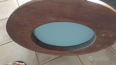 Specchio in Oblò originale in ottone su mogano