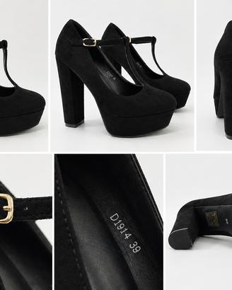 Décolleté  platform con tacco alto e cinturin