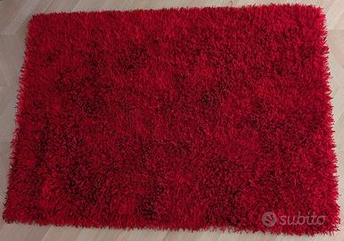 Tappeto shaggy rosso pelo lungo morbidissimo