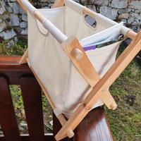 Portariviste tessuto bianco e legno faggio