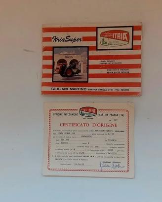 Manuale Istruzioni Giuliani Itria Super 1978