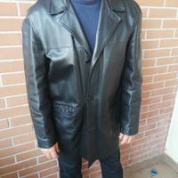 Giacca vera pelle vintage nera tg L uomo Stewart