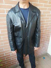 Giacca vera pelle vintage nera tg L uomo Stewart