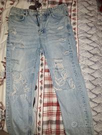 Jeans Uomo Pull&bear Ripped TG M EUR 40 USA 31