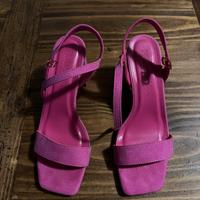 Scarpe con tacco basso fucsia Prima donna