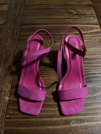 Scarpe con tacco basso fucsia Prima donna