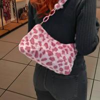 Borsa maculata in ecopelliccia rosa 