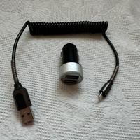 Caricatore auto per Apple iPhone, cavo a spirale