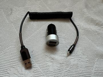 Caricatore auto per Apple iPhone, cavo a spirale