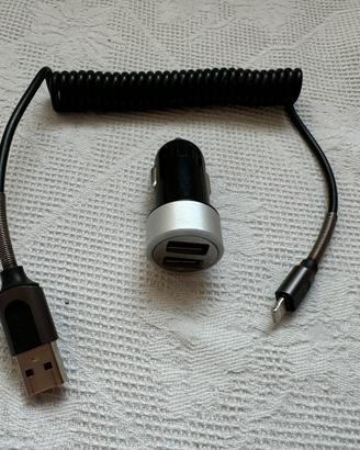 Caricatore auto per Apple iPhone, cavo a spirale