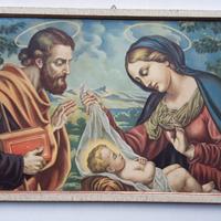 Antico quadro cornice Sacra Famiglia Nascita Gesù