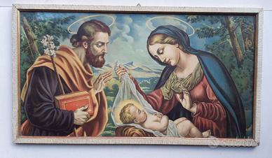 Antico quadro cornice Sacra Famiglia Nascita Gesù