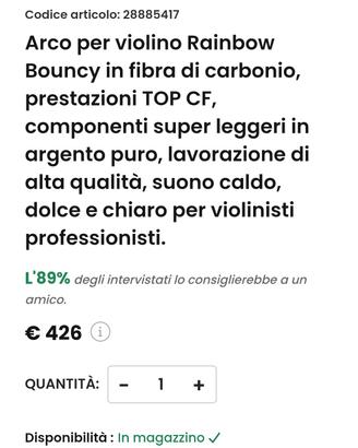 Arco in carbonio 4/4 violino 