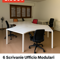 6 Scrivanie Ufficio Modulari + Sedie – Arredo Comp