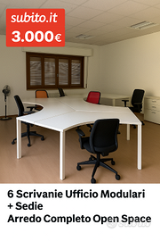 6 Scrivanie Ufficio Modulari + Sedie – Arredo Comp