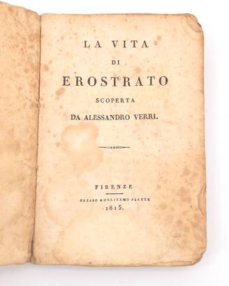 Libro Antico 800 Erostrato Alessandro Verri 1815