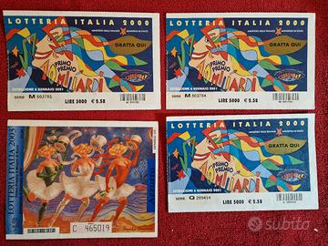 4 biglietti lotteria italia 2000 e 2003