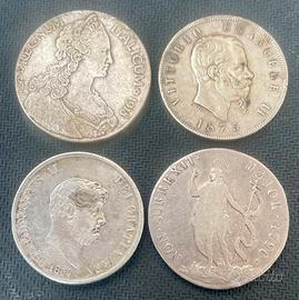 Lotto 4 monete argento italiane storiche