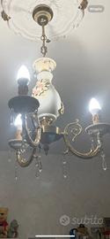 Lampadario oto e ceramica
