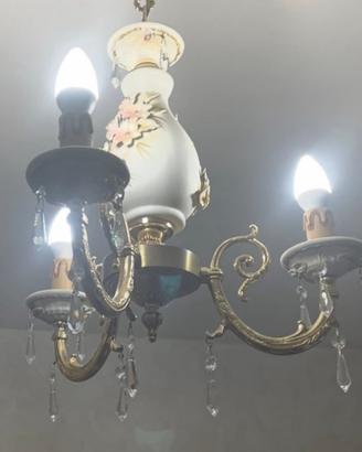 Lampadario oto e ceramica