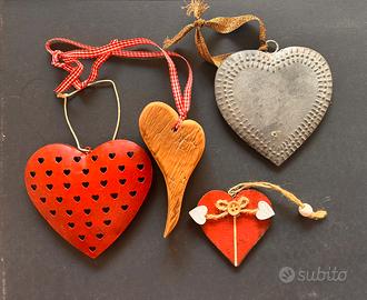 Lotto 4 Cuori Decorativi Rustici / Shabby Chic