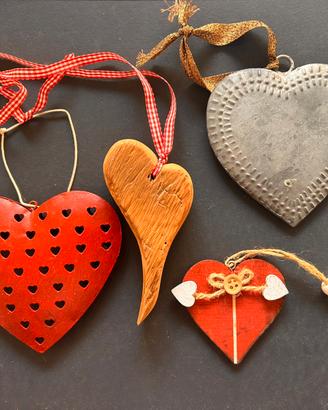 Lotto 4 Cuori Decorativi Rustici / Shabby Chic