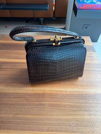 BORSA VINTAGE EFFETTO COCCODRILLO Bordeaux