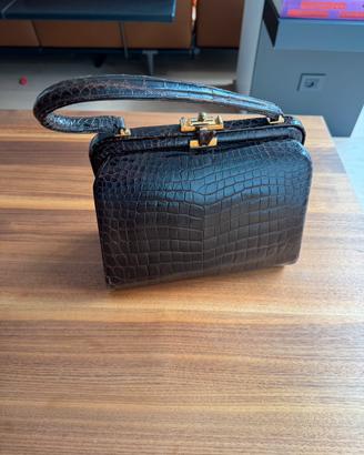 BORSA VINTAGE EFFETTO COCCODRILLO Bordeaux