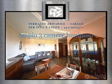 Ampio e luminoso tre camere-terrazzo/ab. e garage