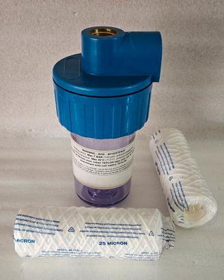 Filtro acqua 5" + 2 filtri in fibra PP 25 micron