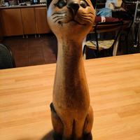 Scultura gatto in legno vintage