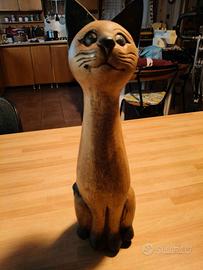 Scultura gatto in legno vintage