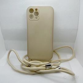 Cover iPhone 12 Pro con laccetto a tracolla beige