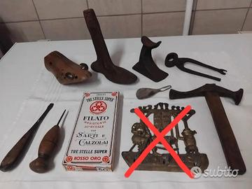 VECCHI ARNESI ATTREZZI CALZOLAIO CIABATTINO VINTAG