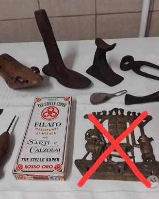 VECCHI ARNESI ATTREZZI CALZOLAIO CIABATTINO VINTAG