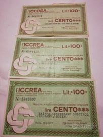 Miniassegni l'ICCREA 100 lire del 1977