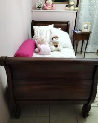 Letto a barca singolo in legno massello