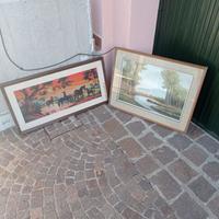 dipinto paesaggio e quadro con cavalli